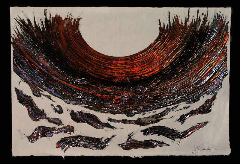 "Seascape 57" - 920mm x 620mm - Relief copper, reflective hologram and mixed media on handmade Japanese paper