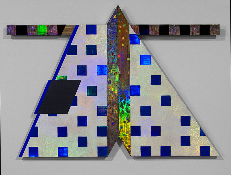 ‘Flat Sculpture #23” Adriano Gemelli Acrylic, Reflective hologram, & mixed media Dimensions variable – approx. 1200mm x 930mm 